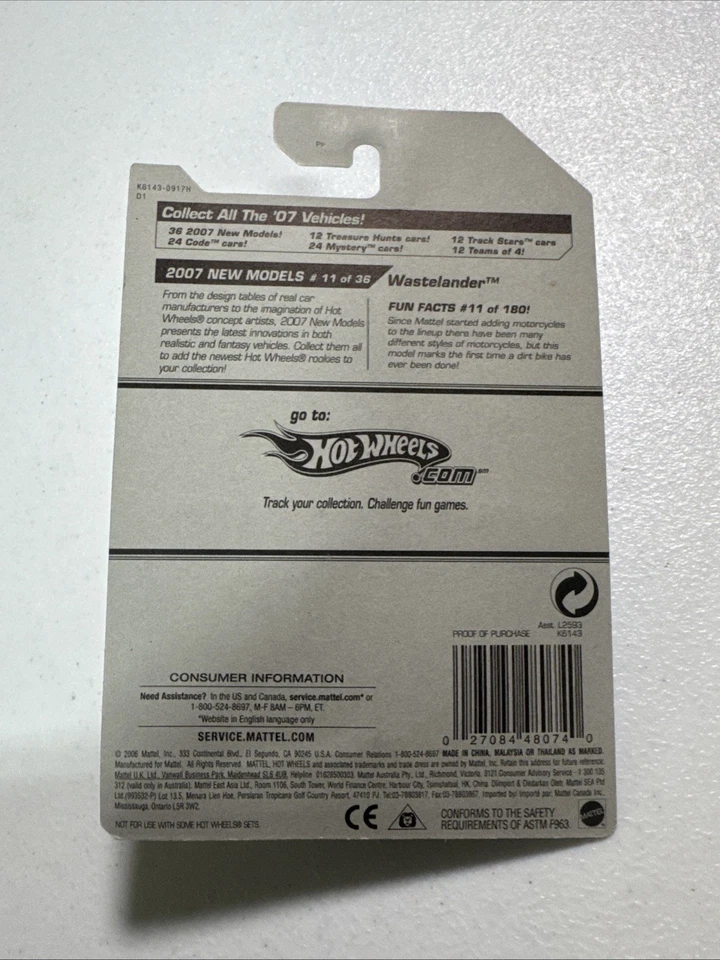 Hot Wheels 2007 New Models WASTELANDER DIRT BIKE Motorcycle Red Spokes 11 - Image 3 of 3