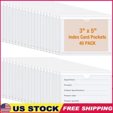 Adhesive Clear Pockets Labels Storage Index Card Holders 40 Pack Organization US