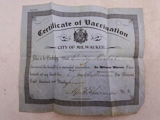 Antique City of Milwaukee WI Certificate of Vaccination 1894 Letter Document Vtg