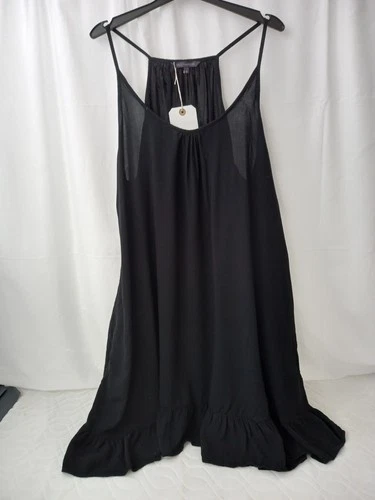 ❤️ Marks And Spencer Black Strappy Tiered Hem Dress Size 16 Vgc GA3