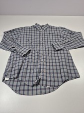 Vintage Burberrys Shirt Mens Large Blue Plaid Button Down Made In USA Cotton