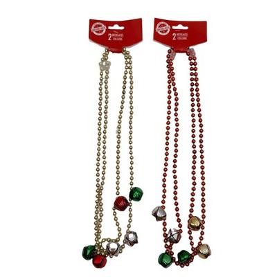Lot Of 9 Christmas House Novelty Gold Red Metal Necklaces & Color Bells 2 Pc.