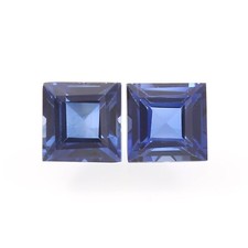 Natural Ceylon Royal Blue Sapphire Loose Square Cut Gemstone Matched Pair 7x7 MM