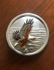 Big Round Native American Bald Eagle Western Metal Unisex Men  s Belt Buckle