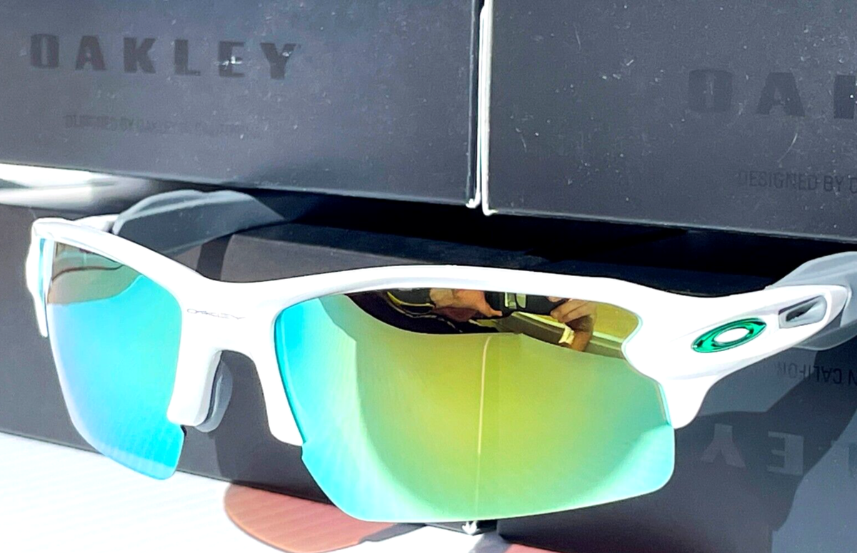 NEW Oakley FLAK 2.0 White w Green POLARIZED Galaxy Gold Iridium