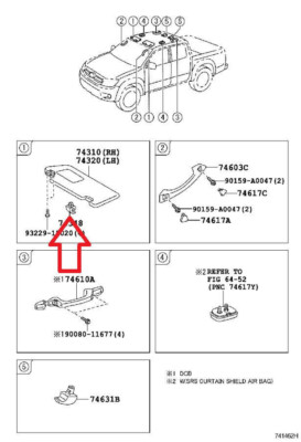 FITS: 16 - 23 TOYOTA TACOMA SUN VISOR HOLDER CLIP QTY 1 OEM NEW
