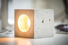 Minimalist Concrete Cube Lamp Q#527 Modern Industrial Soft Ambient Desk Light