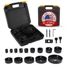 20pc Hole Saw Kit Blades Set Mandrels Drill Bits Juego De Sierras Perforadoras