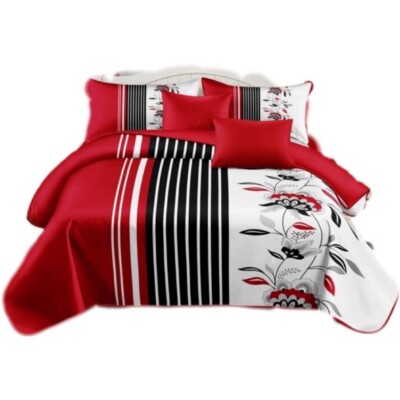 Deluxe soft microfiber deep pocket 6 piece festive king queen bedding set