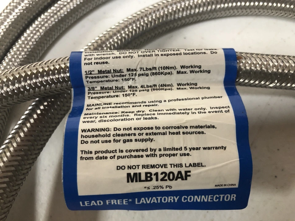 Conector de grifo Mainline 20" de longitud, 1/2" Fip to Faucet 3/8" Comp to Valve Foto 3 de 4