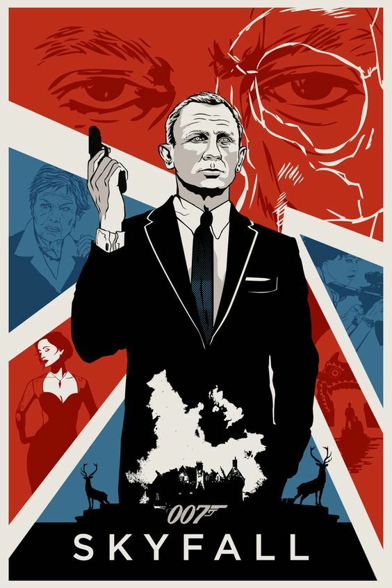 Toile tableaux James Bond 007 Skyfall 50x70 cm, cadeau pour cinéphile
