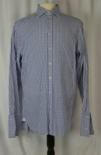 Pink Thomas Pink Men's Shirt Size 16 Cotton Button Up Career Check French Cuff