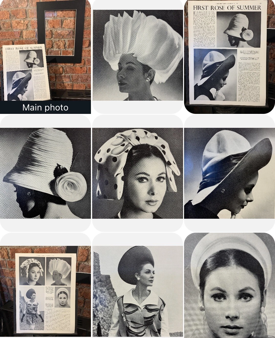 1964 Couture Women's Designer B&W Photos Advert Hats Rudolph Christian Dior