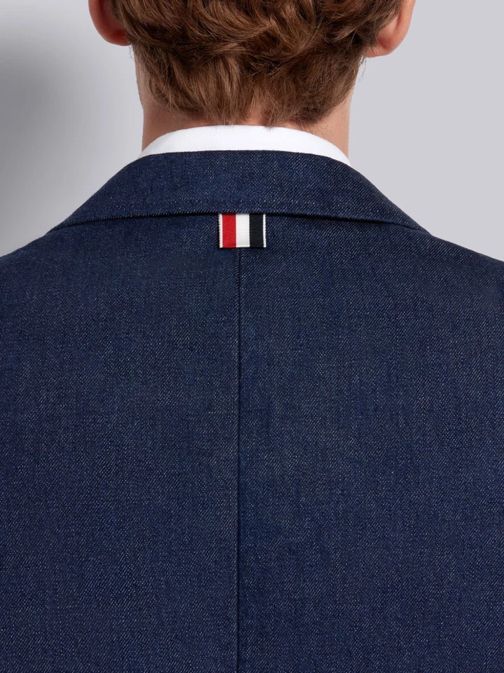 Thom Browne Denim RWB Brazalete Abrigo Deportivo Boda Traje Chaqueta Blazer Preppy Real Foto 4 de 4