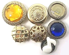 Vintage Fancy Lot Of Woman's Clothing Button Covers Rhinestone Faux Gems Rare
