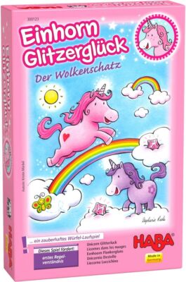 Haba 300123 - Einhorn Glitzerglück Der Wolkenschatz, zauberhaftes Würfelspiel