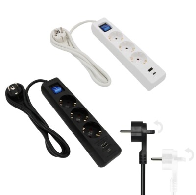 Steckdosenleiste mit USB A C Mehrfachstecker 3 fach Schalter  Steckdosen Winkel