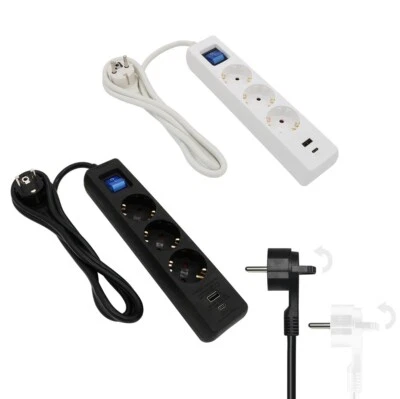 ARLI Steckdosenleiste mit USB A C Mehrfachstecker 3 fach Schalter Steckdosen Winkel