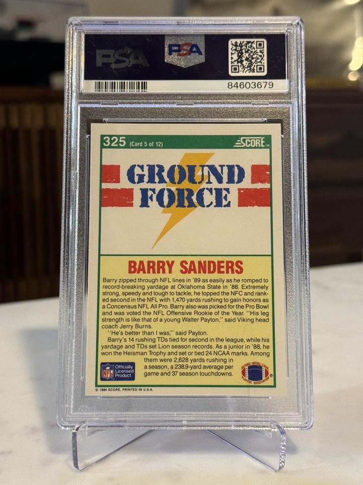 1990 Score Barry Sanders Ground Force 325 PSA 9 Mint Detroit Lions HOF