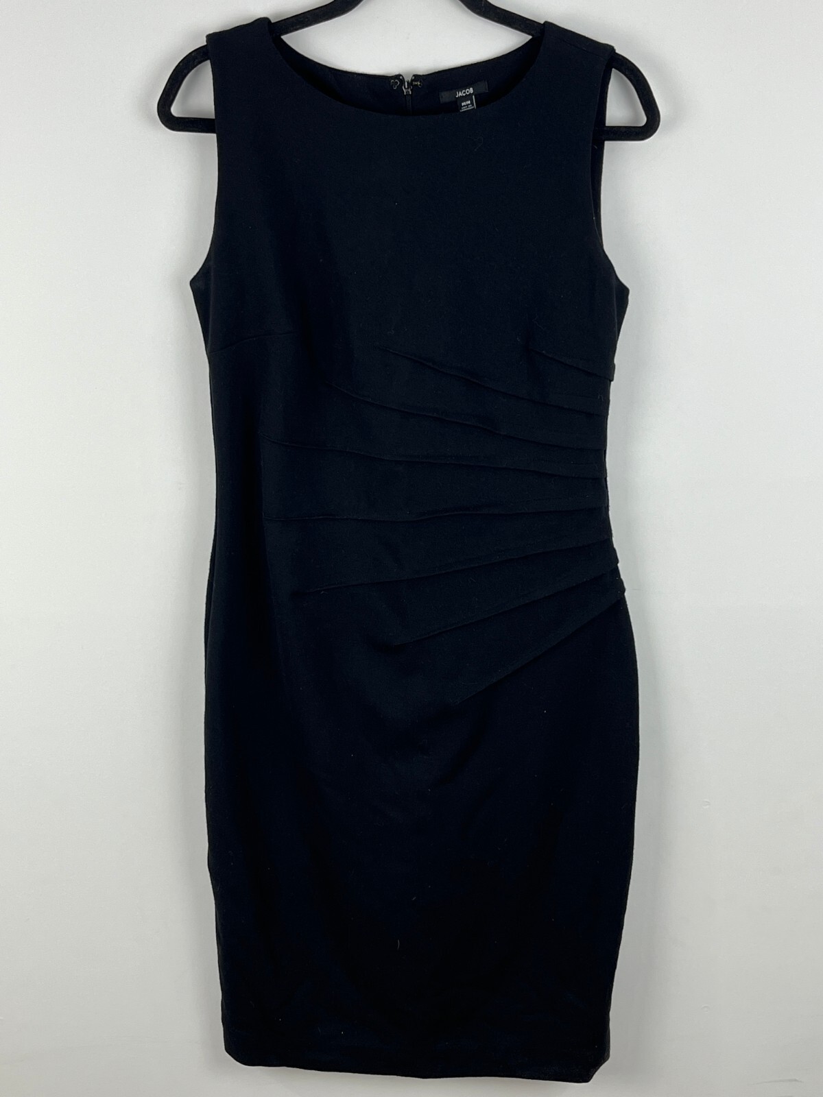 Jacob Sleeveless Bodycon Dress Black Round Neck Wide Strap Zip Stretch Size M