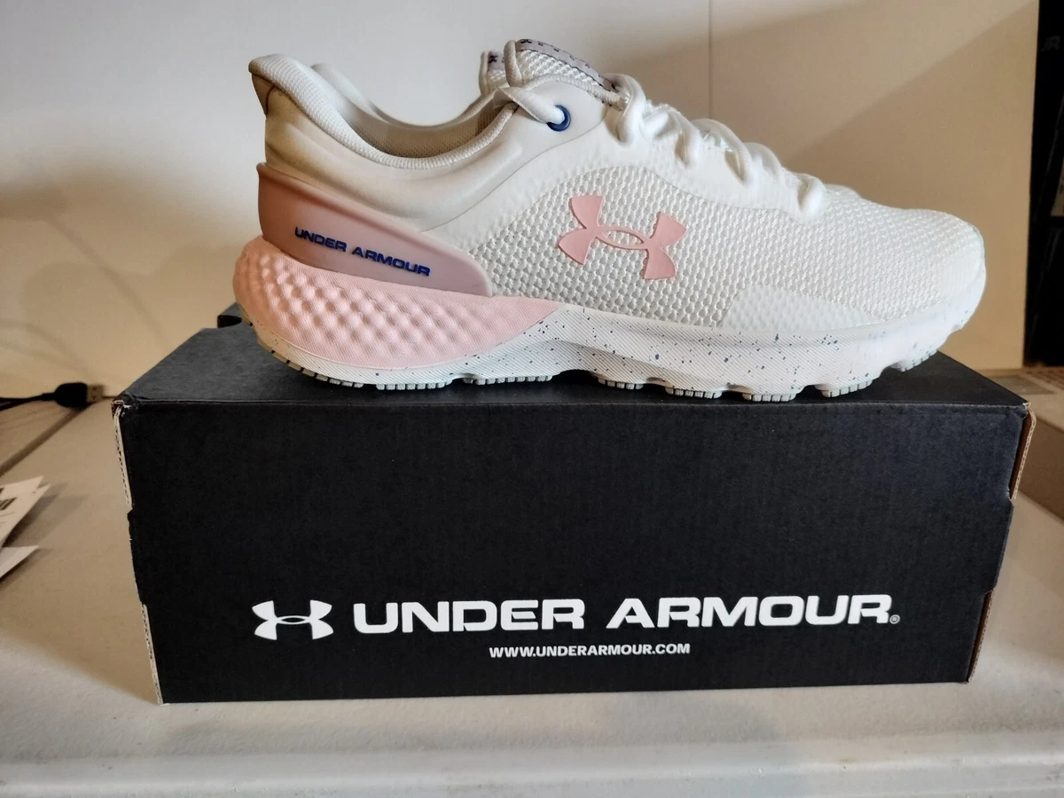 Under Armour Woman s Charged Escape 4 Running Shoe size 8.5 white pink blue