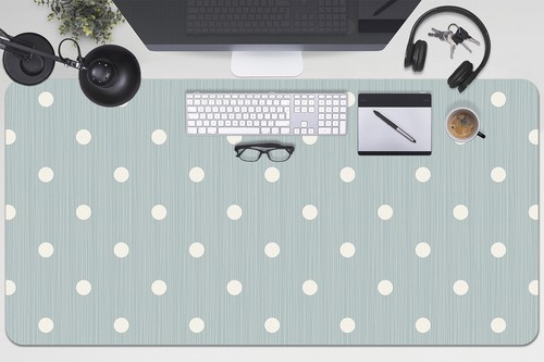 Computer Desk Top Mat Pad Protector for Home School Keyboard 100x50 White peas - Photo 2/4