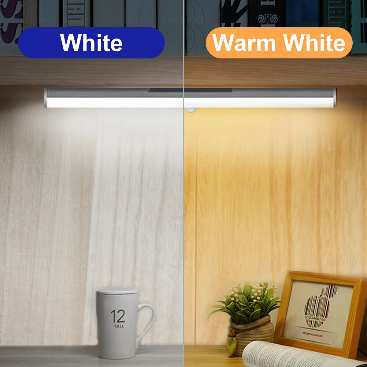 Inalámbrico LED PIR Sensor de Movimiento Tira de Luz Escaleras Armario Lámpara USB Recargable