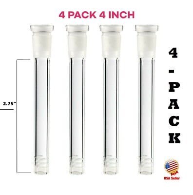 4-Pack 2.75 inch (Full Length: 4 Inch) Glass Downstems (18mm x14mm)