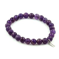 Steine Und Mineralien. Armband Perlen Amethyst 8 Mm. Hergestellt In Frankreich.