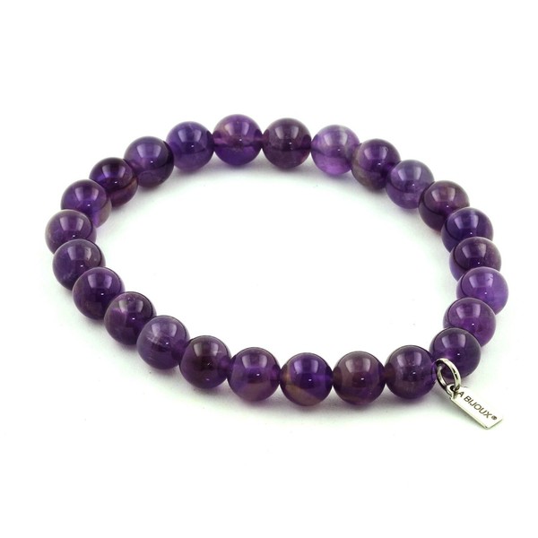 Steine Und Mineralien. Armband Perlen Amethyst 8 Mm. Hergestellt In Frankreich.-image