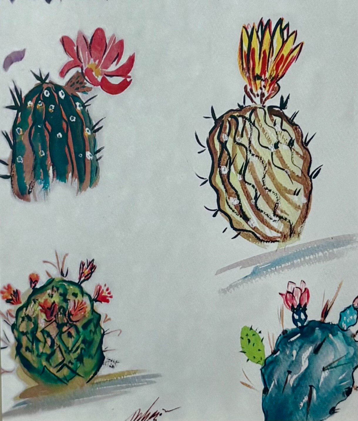 Cacti in Bloom   by Ted DeGrazia