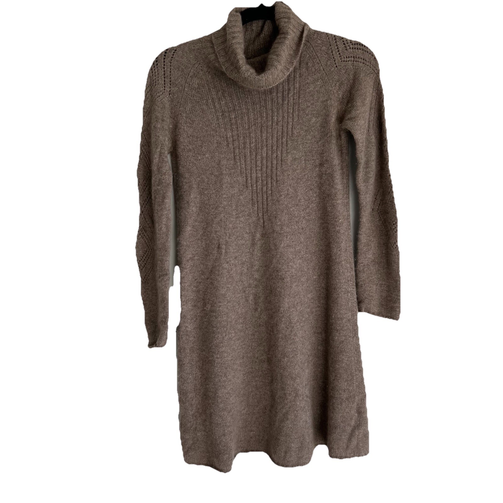 Gerard Darel Brown Cashmere Knit Sweater Dress Long Sleeve Small