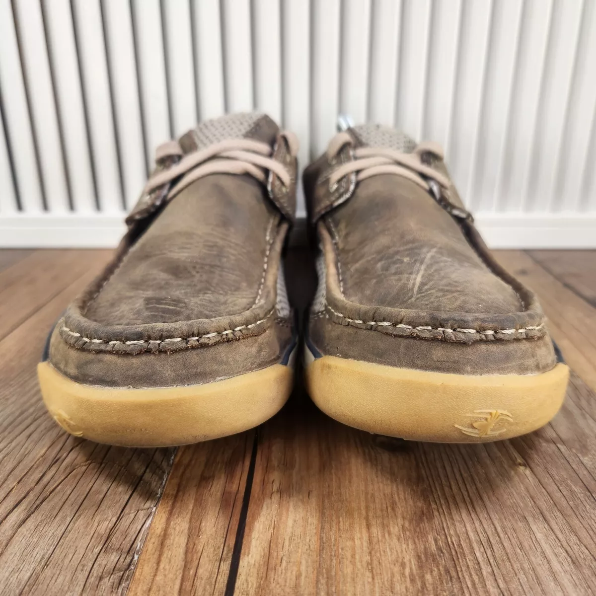 Teva Boat Shoes Mens Sz 11.5 Brown Leather Casual Outdoors Moc Toe