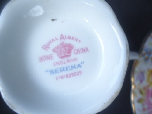 Royal Albert Serena trio bone china tea cup & saucer plate set pink roses - Picture 4 of 6