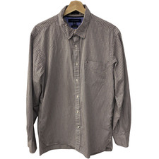 Tommy Hilfiger Large 16 1/2 - 17 Button Up Shirt Check Cotton 80s 2 Ply Fabric