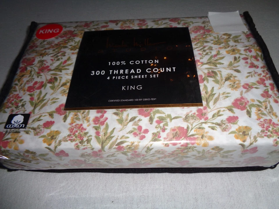 Nicole Miller Studio PERRIE KING Deep sheet set - FALL BERRY floral 300TC - Image 2 of 4