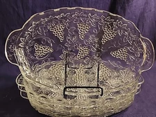 Vintage 1950s Anchor Hocking Glass Serving Trays Grapes & Vines Set of 4