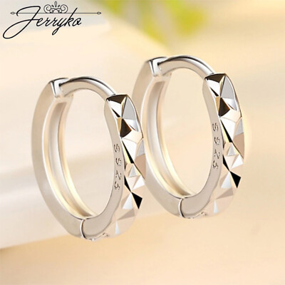 Damen Ohrringe Creole 925 Sterling Silber Zirkon Schmuck Mädchen Frauen Geschenk