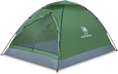CAMEL CROWN Army Green 2 Person Camping Tent Durable Waterproof Easy Setup With Ventilation