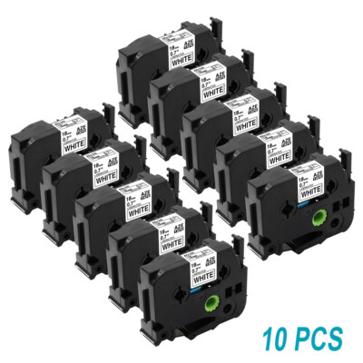 10Pcs Cartridges 18mm Compatible Brother P-Touch TZe/TZ-241 Adhesive Label Tape