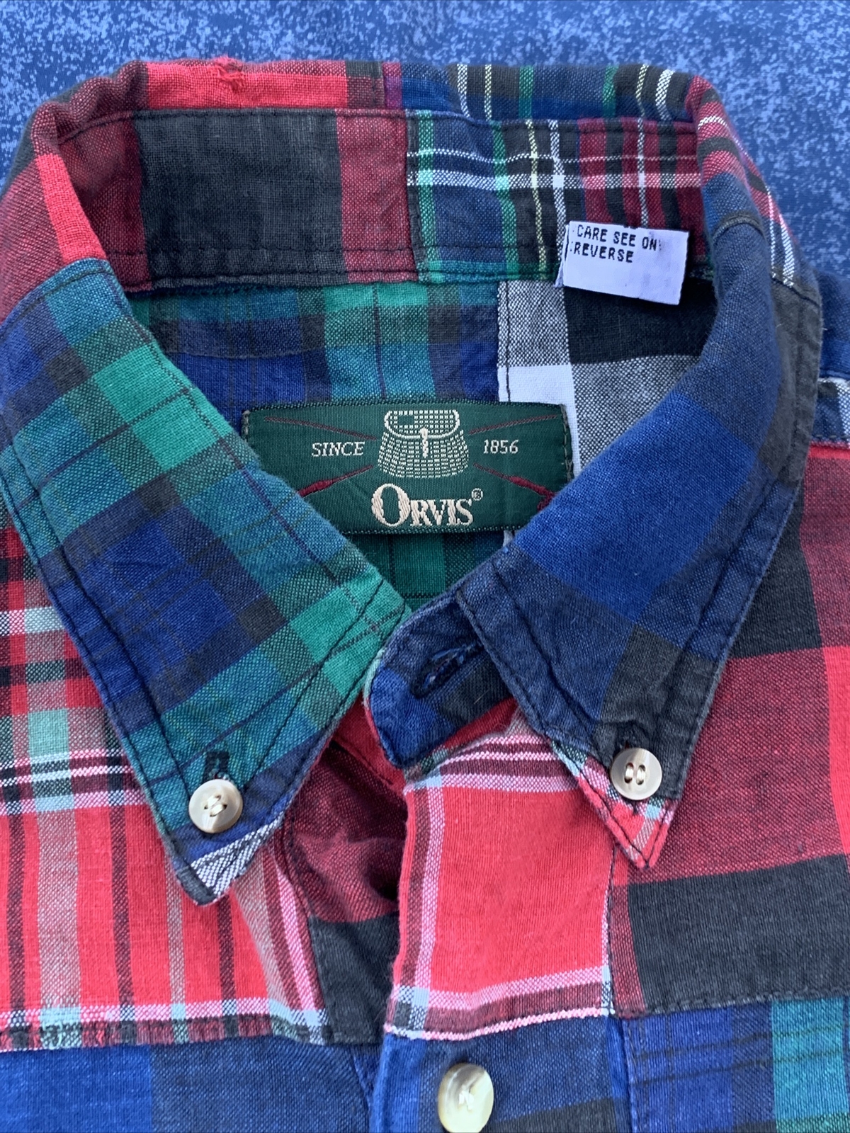 ORVIS Patchwork Quilt Vintage Button Down Collar … - image 6