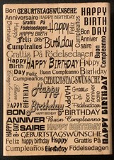 Hampton Art Happy Birthday Script Background Rubber Stamp