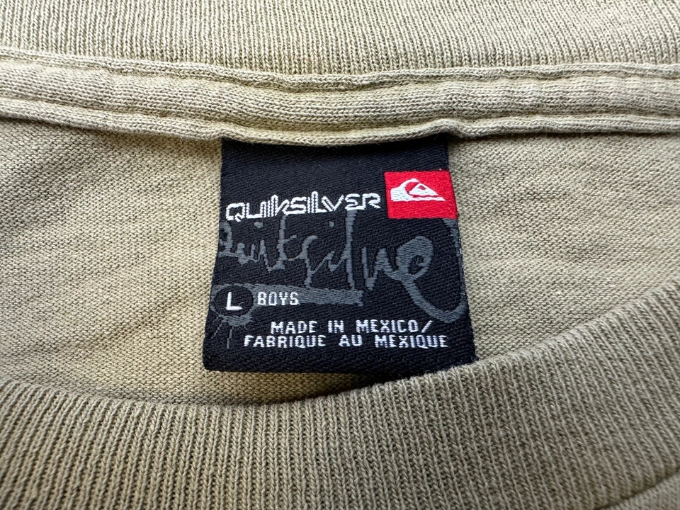 Quicksilver Boys Moss Green Weathered Classic Shirt 100% Cotton Size Large - Image 3 of 4