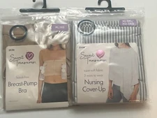 Secret Treasures Breast Feeding Pump Bra Size XL Beige Plus Cover UP