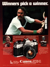 1979 Canon AE1 Camera: Winners Pick a Winner, John Newcombe Vintage Print Ad