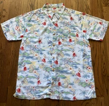 Scandia Woods Hawaiian vibes Men’s Button Up Shirt Large 100% Rayon QQ#1509