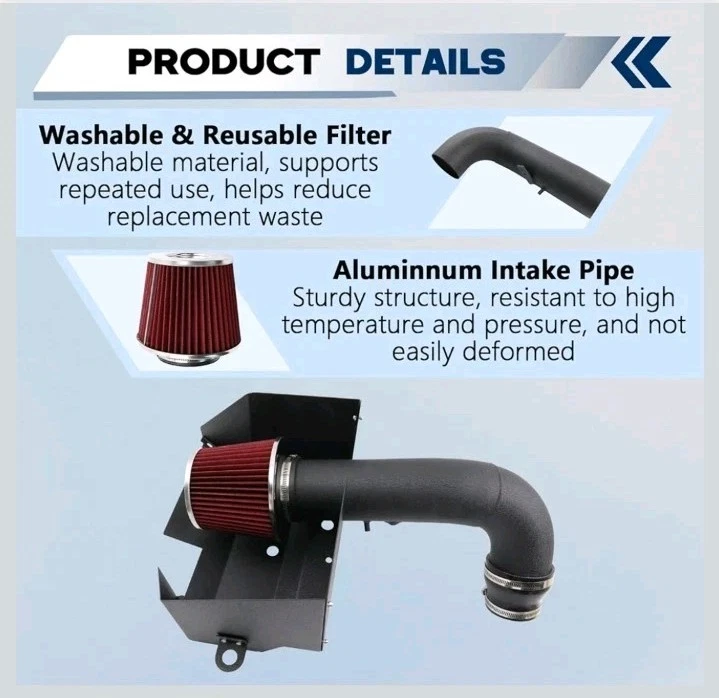 Kit de tubo de admisión de aire frío compatible con VW GTI Golf Jetta 2015-2021 Audi A3 TT Foto 4 de 4