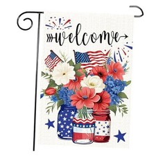 Patriotic garden flag 12x18 Vertical Double Sided Patriotic Mason Jar Flowers