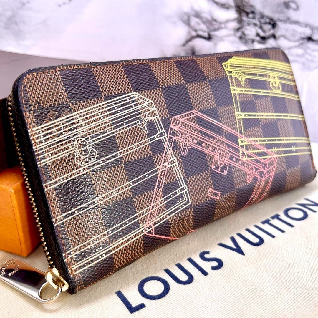 Louis Vuitton Zippy Wallet Damier Ebene Trunk Illustration N63026