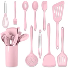 11 PCS Silicone Cooking Utensils Set, Heat Resistant Kitchen Utensils with Ho...